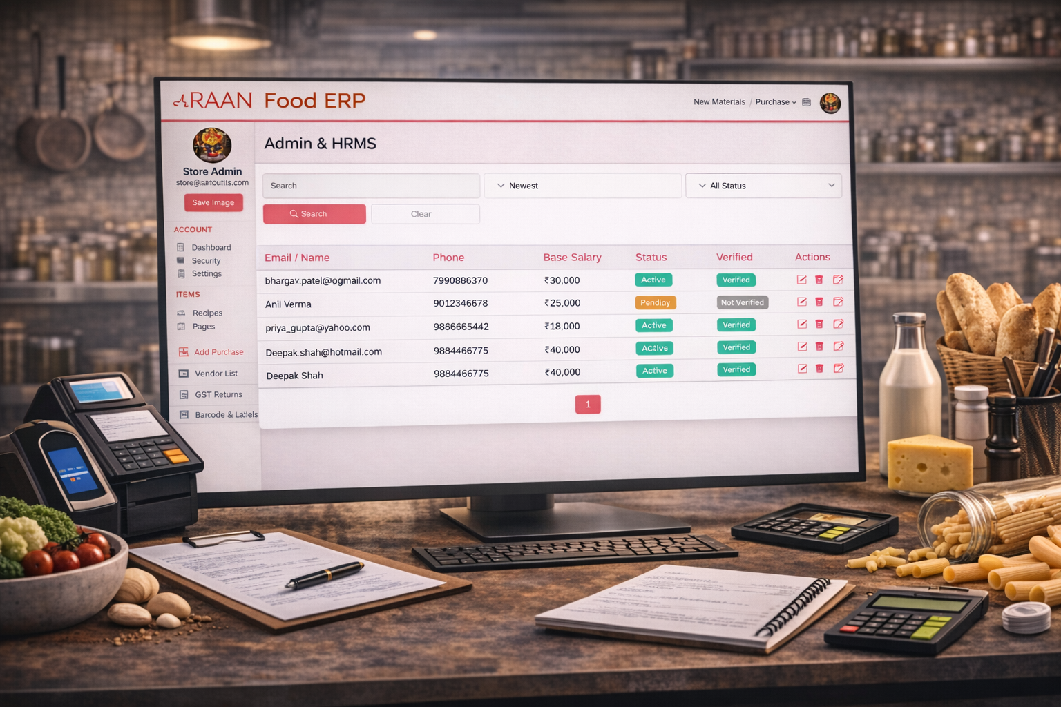 Food Business Admin Panel and Staff Management System
