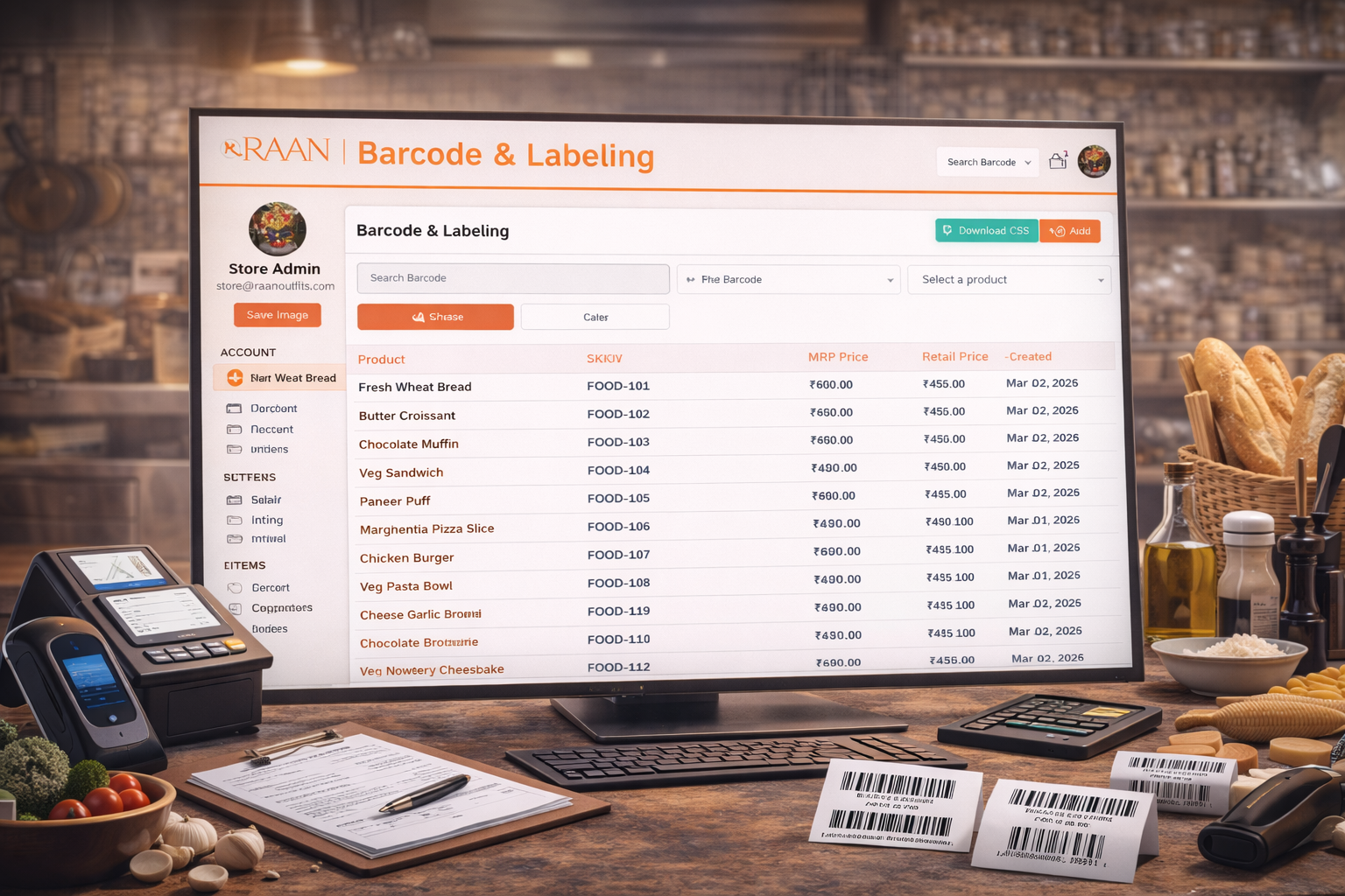 Barcode Generation and Product Labeling System for Food Business
