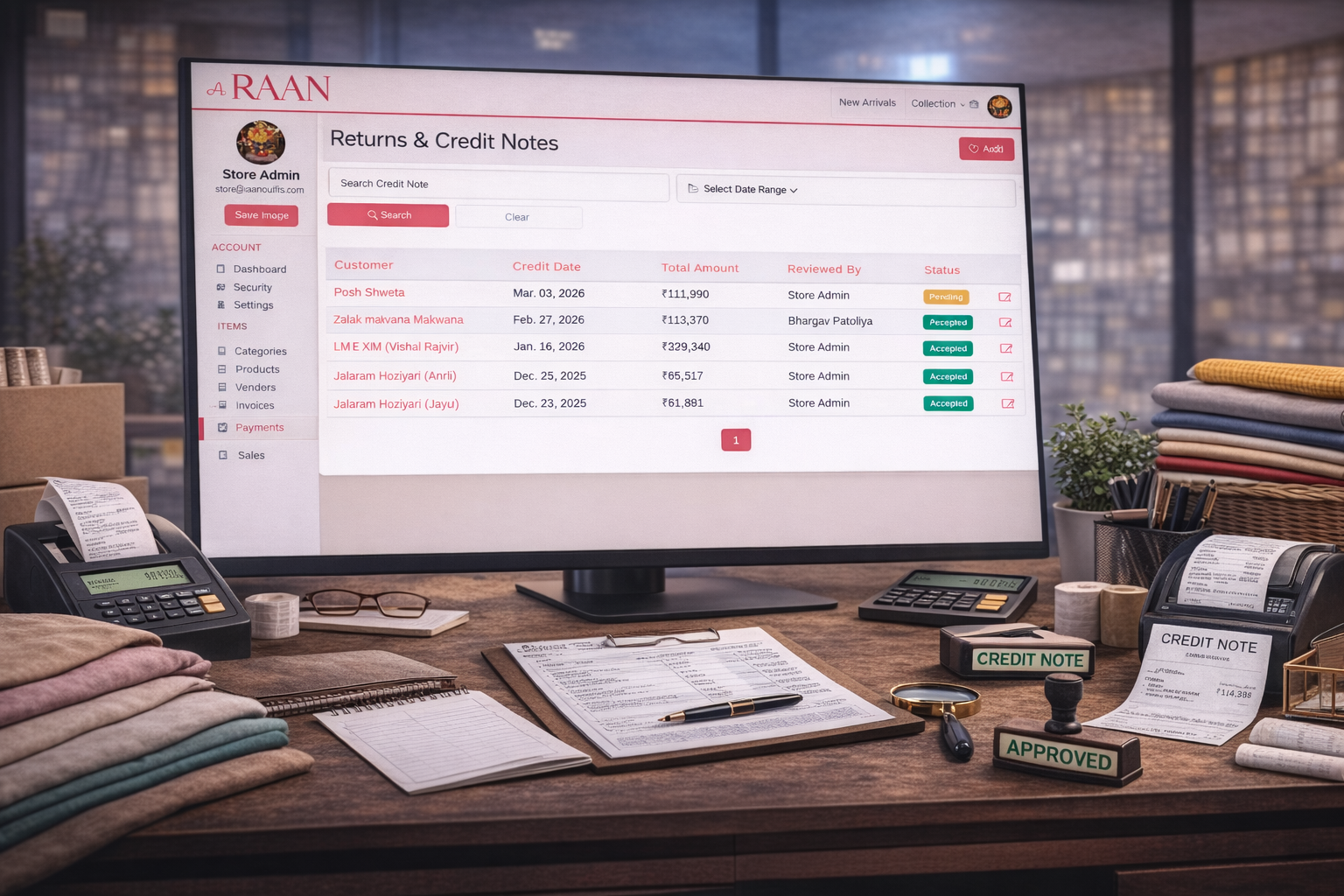 Textile Returns and Credit Note Management