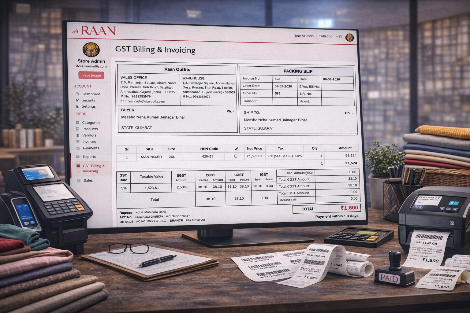 GST Compliant Textile Billing and Invoice System